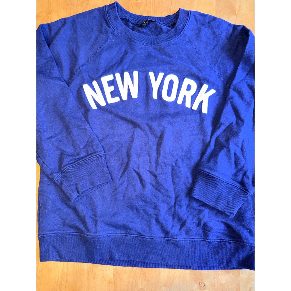 J.Crew Womens Navy Blue New York Embroidered Cotton Sweatshirt Large 623